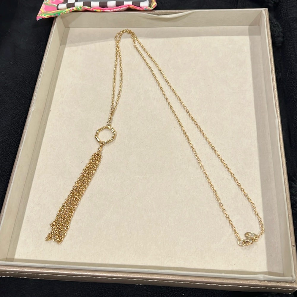 Long gold finish necklace